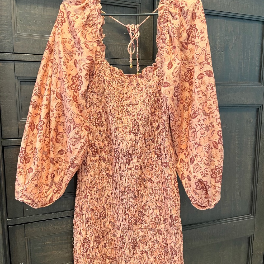 Free People Large Floral apricot dress Smock it to me dress sz L